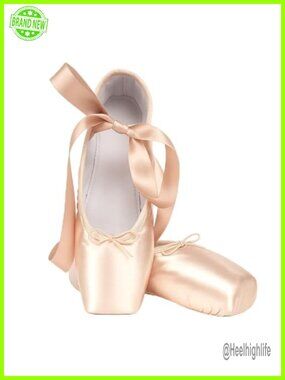 Satin Ballet Pointe Shoes with Toe Pads for Girls Women